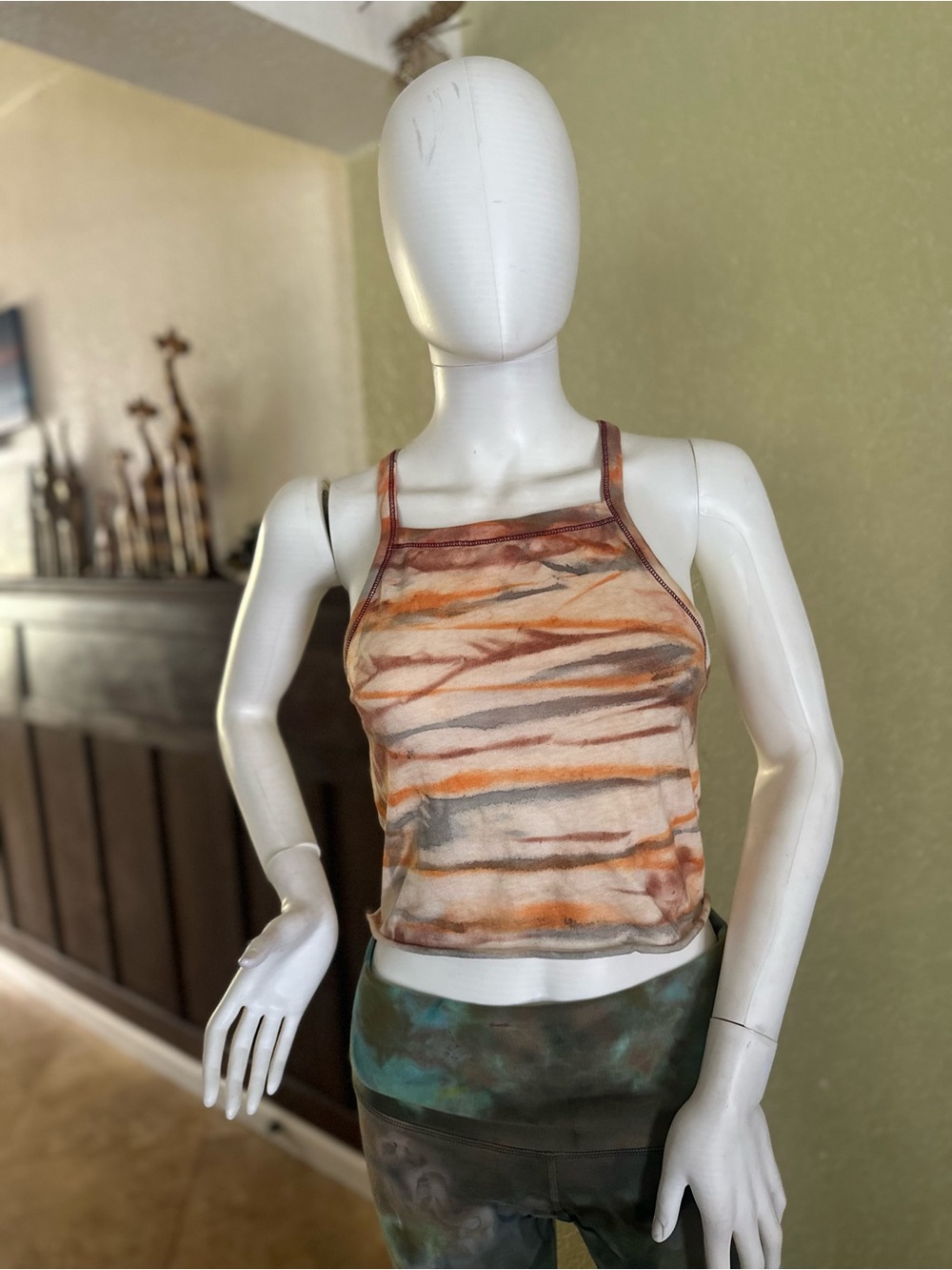 Striped Halter Crop Camisole in Orange Multi